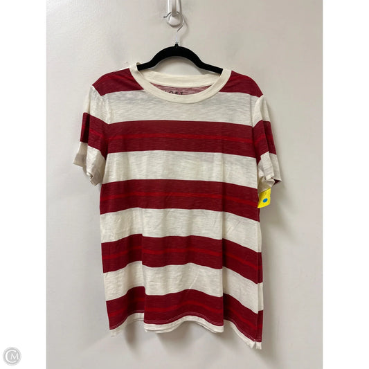 Top Short Sleeve By Loft In Cream & Red, Size: L