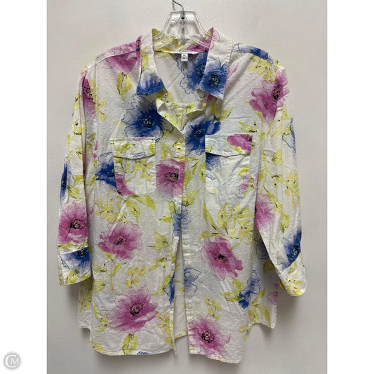 Top Long Sleeve By Croft And Barrow In Floral Print, Size: Xl