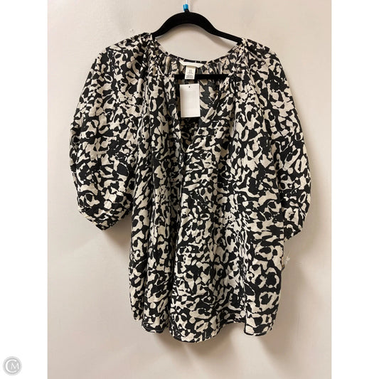 Blouse Short Sleeve By H&m In Black & Cream, Size: Xl