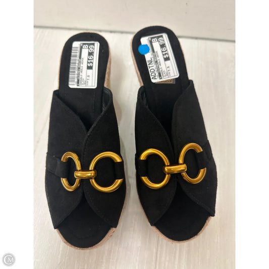 Sandals Heels Wedge By Clothes Mentor In Black, Size: 7.5