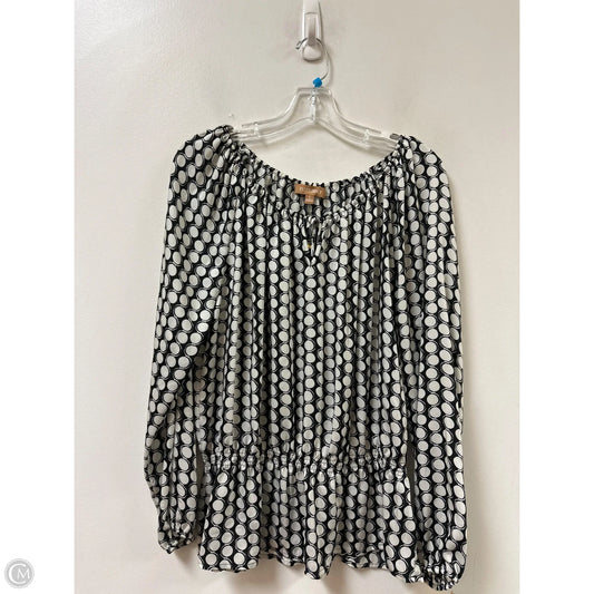 Top Long Sleeve By Ellen Tracy In Black & Cream, Size: L