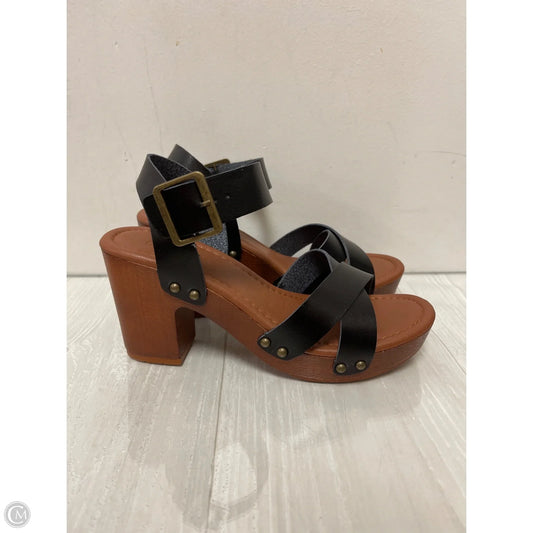 Sandals Heels Block By Cushionaire In Black, Size: 7.5
