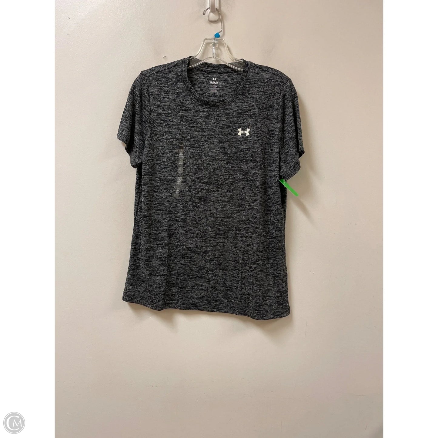 Athletic Top Short Sleeve By Under Armour In Black, Size: M