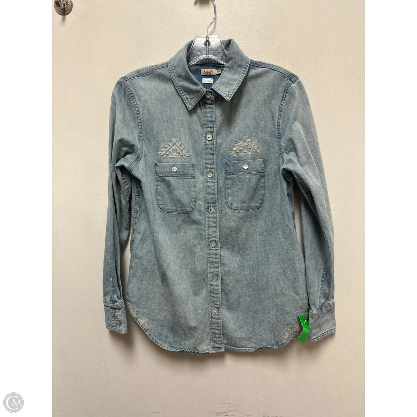 Top Long Sleeve By Faherty In Blue Denim, Size: S