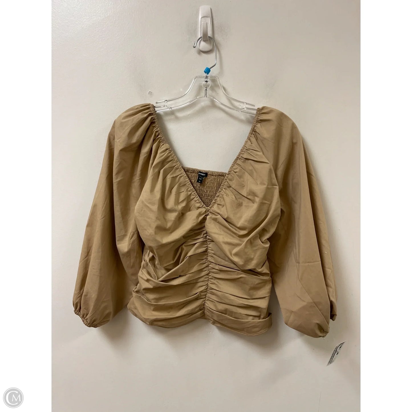 Top Long Sleeve By Express In Tan, Size: Xs