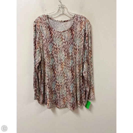 Top Long Sleeve By Apt 9 In Snakeskin Print, Size: 2x