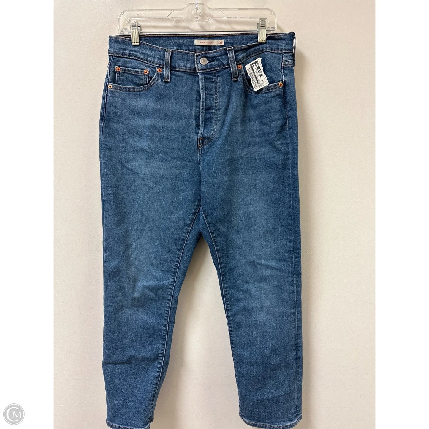 Jeans Straight By Levis In Blue Denim, Size: 14