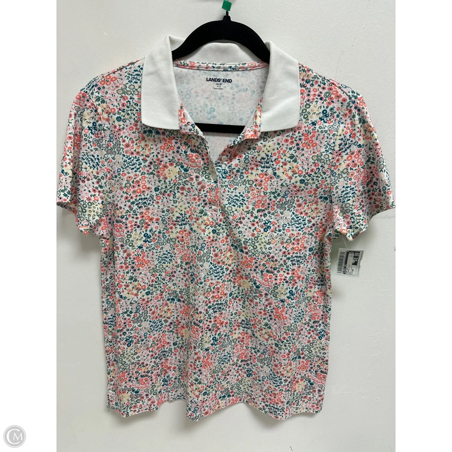 Top Short Sleeve By Lands End In Floral Print, Size: Mp