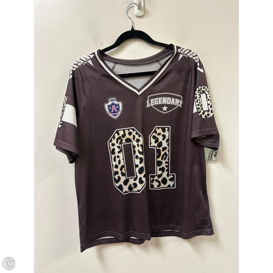 Top Short Sleeve By Shein In Brown, Size: M