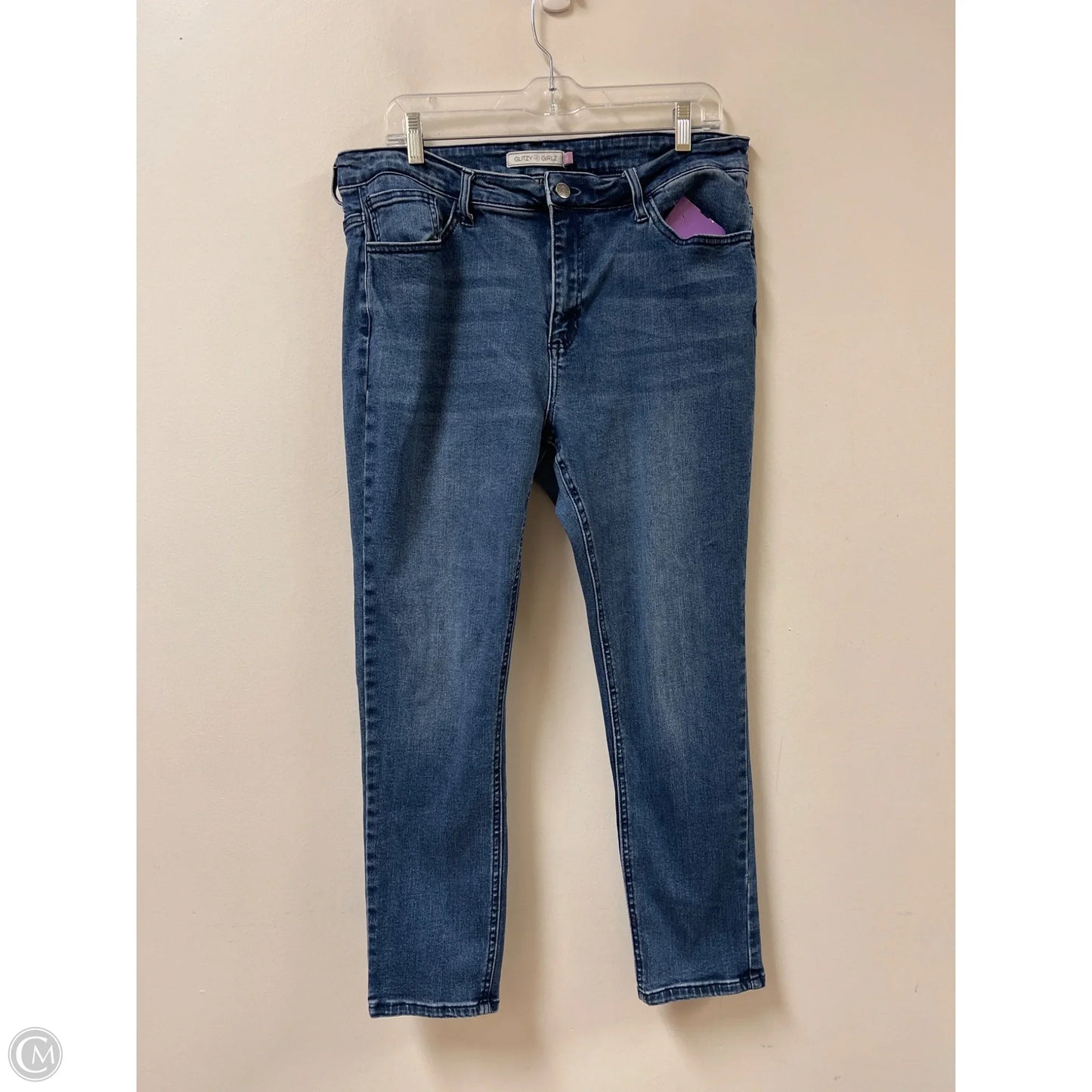 Jeans Skinny By Glitzy Girlz In Blue Denim, Size: 14
