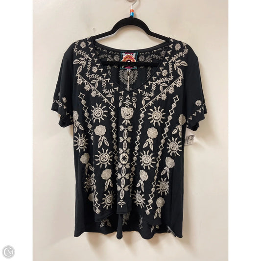 Top Short Sleeve By Johnny Was In Black, Size: L