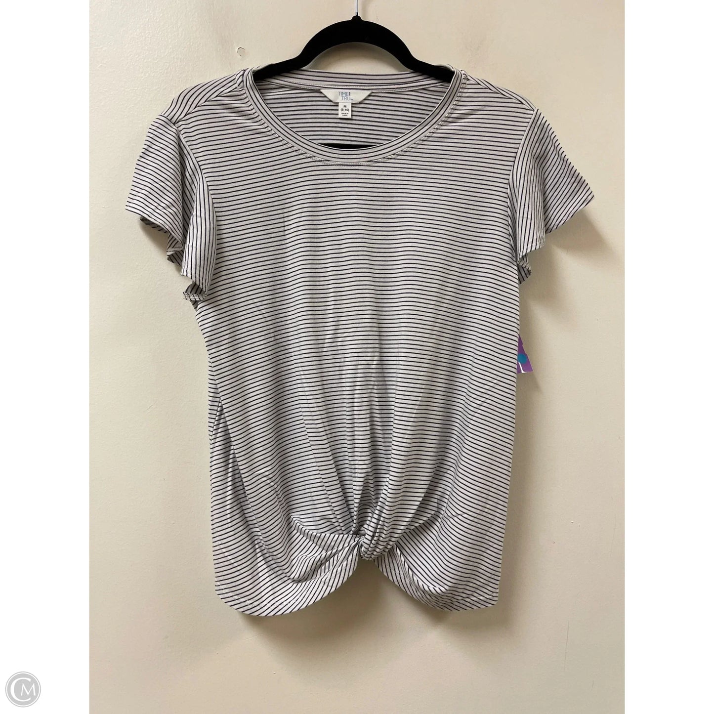 Top Short Sleeve Basic By Time And Tru In Striped Pattern, Size: M
