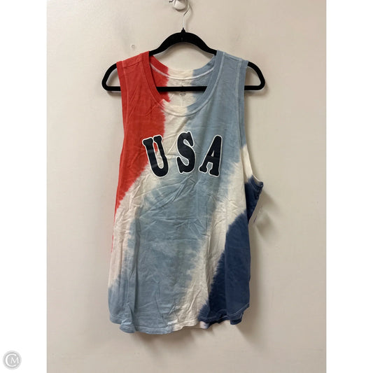 Tank Top By Clothes Mentor In Blue & Red & White, Size: 2x