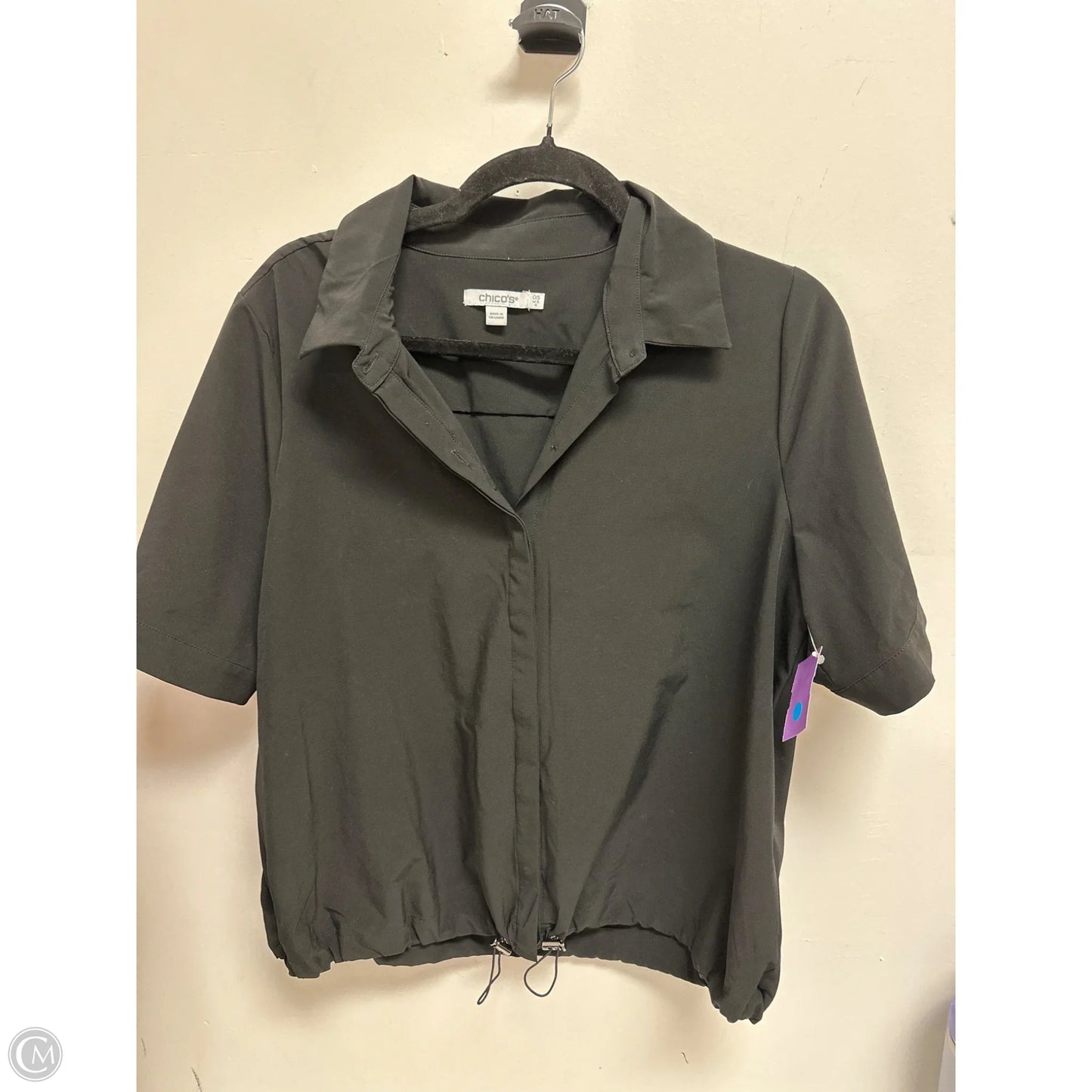 Blouse Short Sleeve By Chicos In Black, Size: S