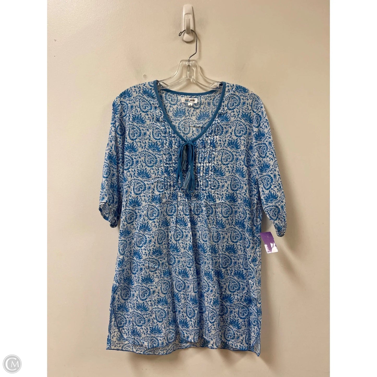 Tunic 3/4 Sleeve By Clothes Mentor In Blue, Size: S