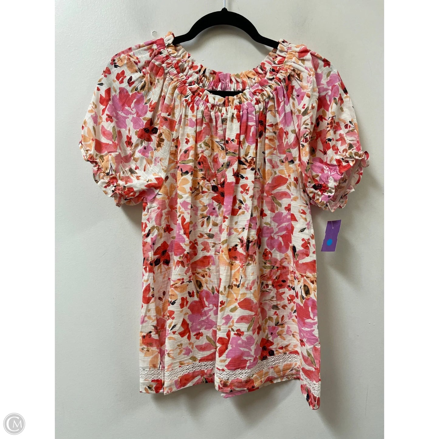 Top Short Sleeve By Frye And Co In Pink, Size: L