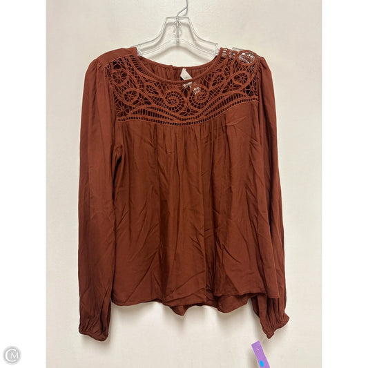 Top Long Sleeve By Loft In Brown, Size: M