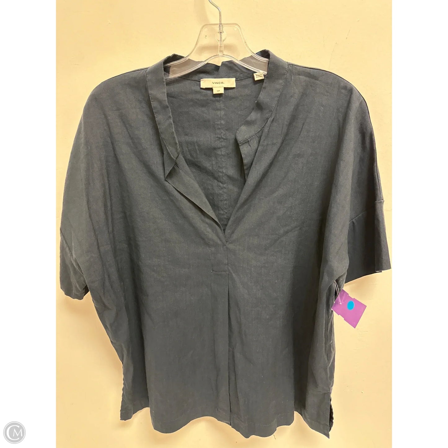 Top Short Sleeve By Vince In Navy, Size: S
