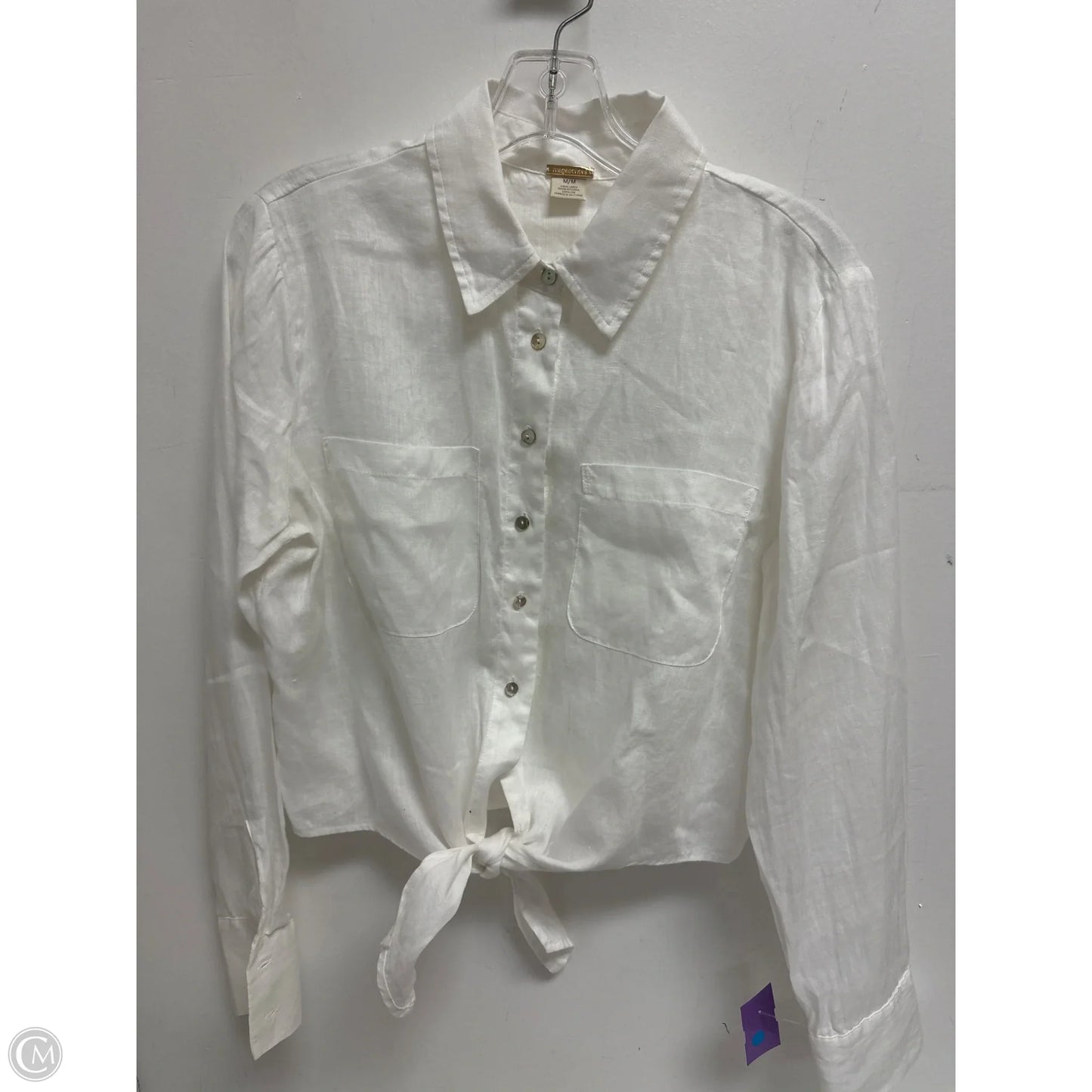 Top Long Sleeve By Magaschoni In White, Size: M