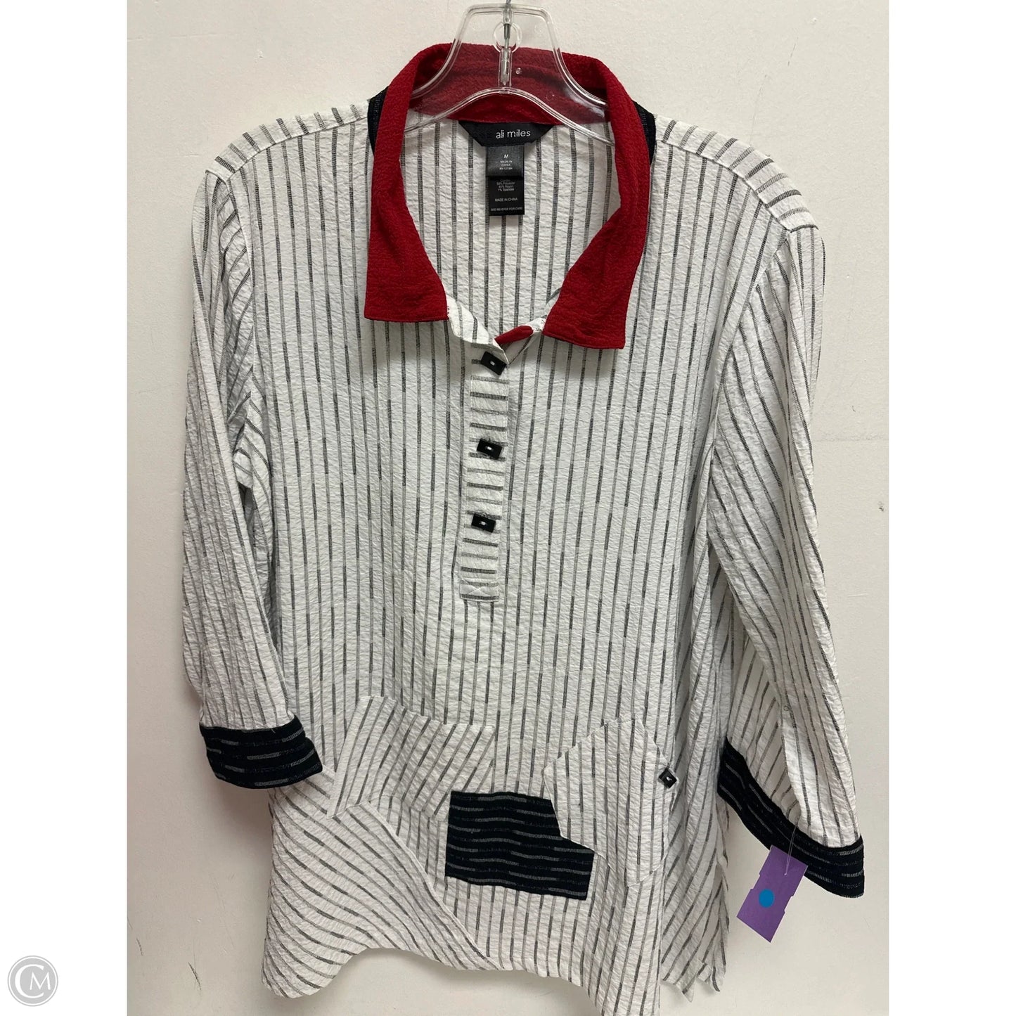 Tunic Long Sleeve By Ali Miles In White, Size: M