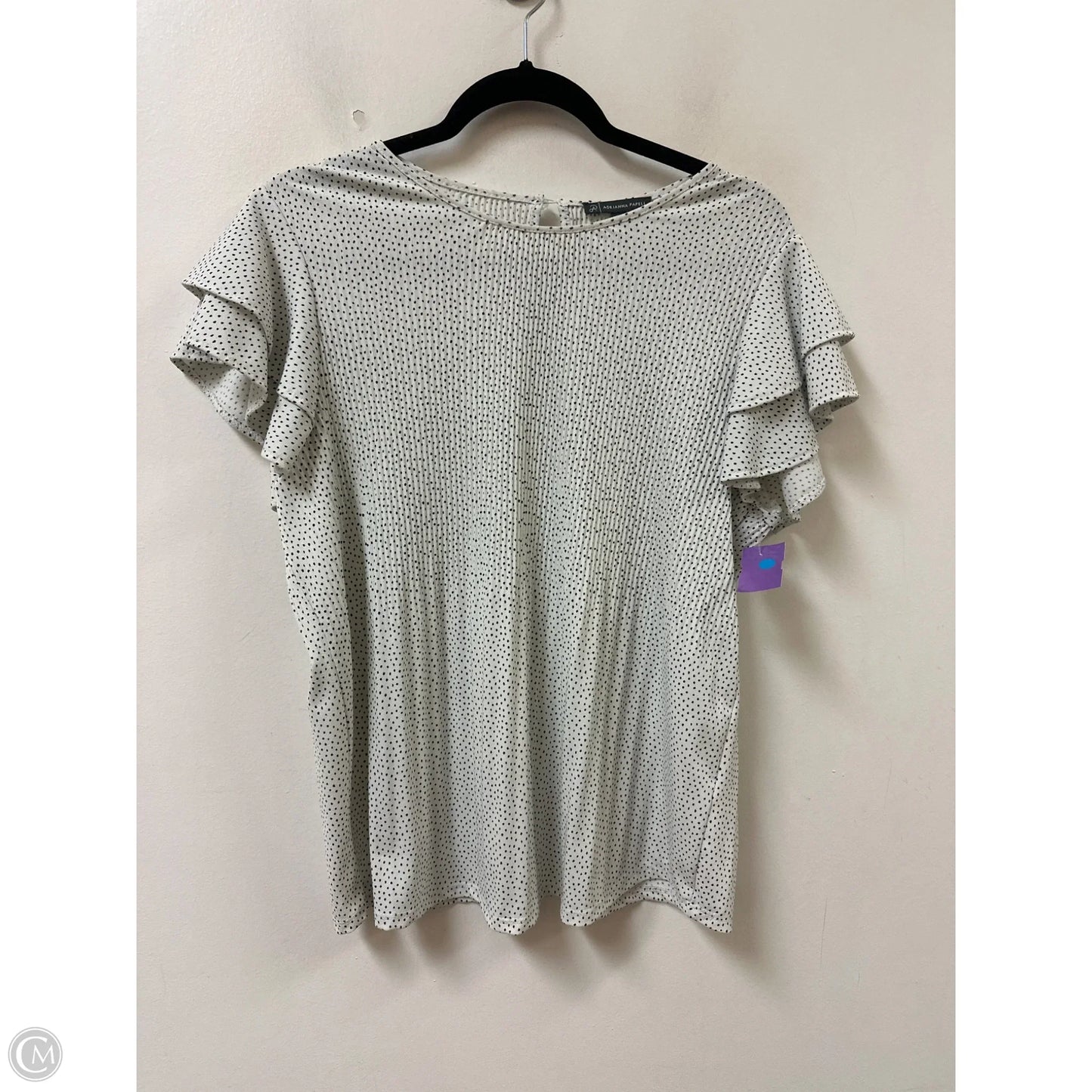 Top Short Sleeve By Adrianna Papell In Polkadot Pattern, Size: M
