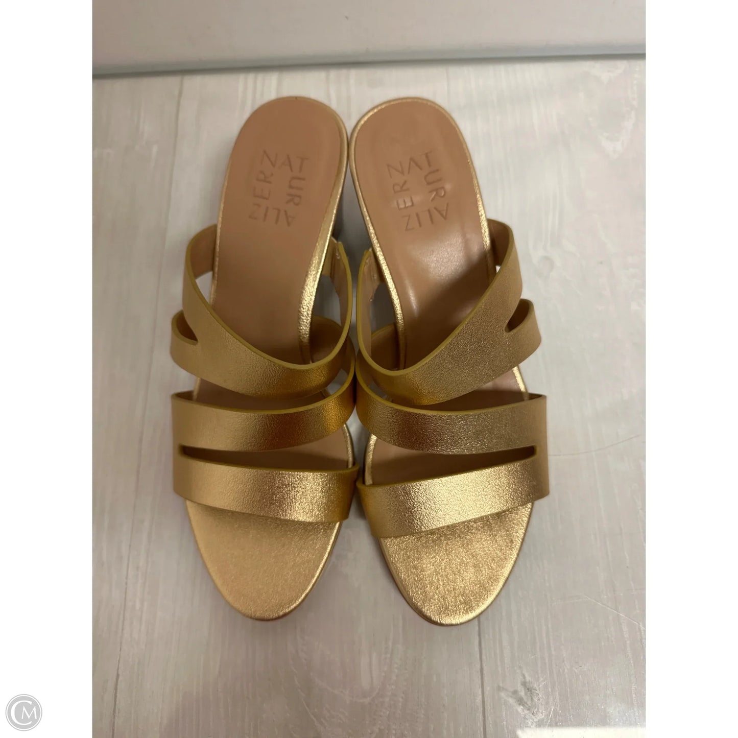 Sandals Heels Block By Naturalizer In Gold, Size: 7.5