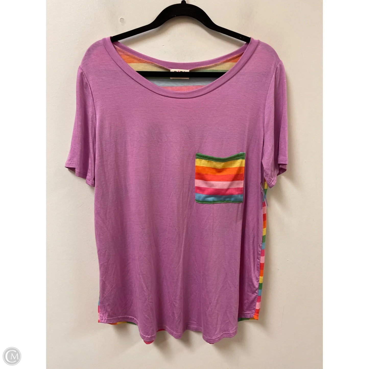 Top Short Sleeve Basic By Bibi In Purple, Size: L
