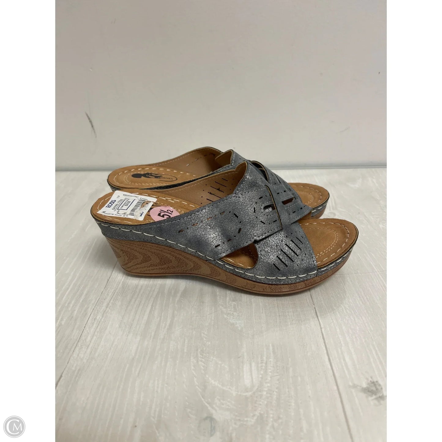Sandals Heels Wedge By Clothes Mentor In Blue, Size: 5.5