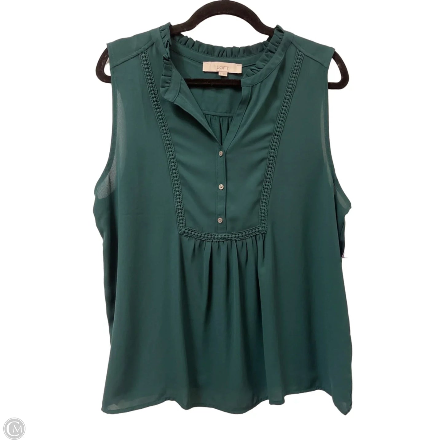 Top Sleeveless By Loft In Green, Size: L