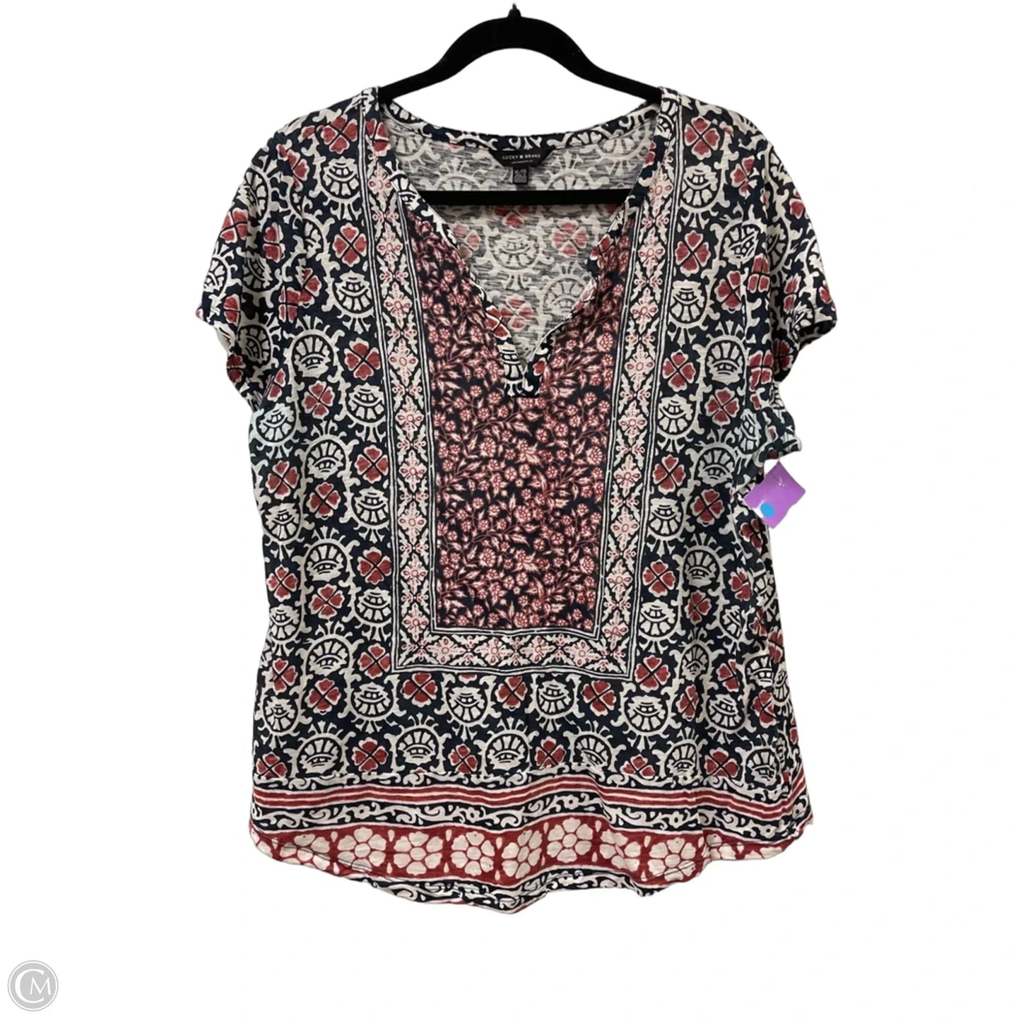 Top Short Sleeve By Lucky Brand In Navy, Size: Xl