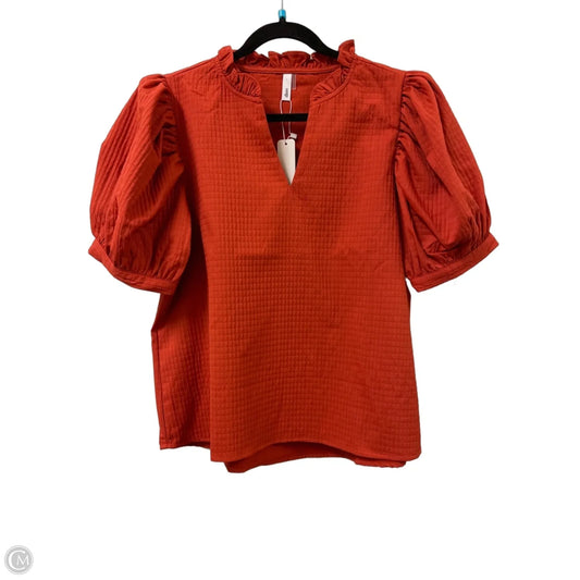 Blouse Short Sleeve By Glam In Orange, Size: L
