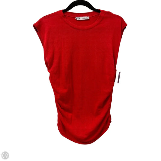 Top Sleeveless By Zara In Red, Size: L