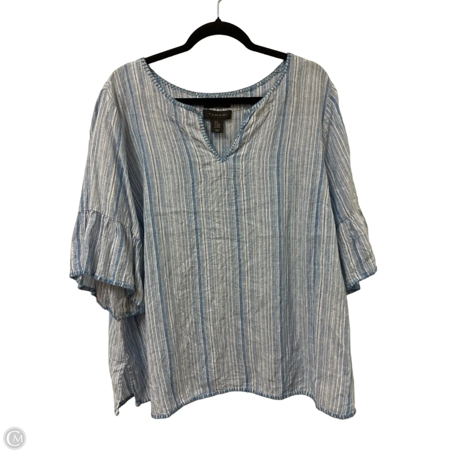 Top Short Sleeve By Tahari In Blue, Size: 2x