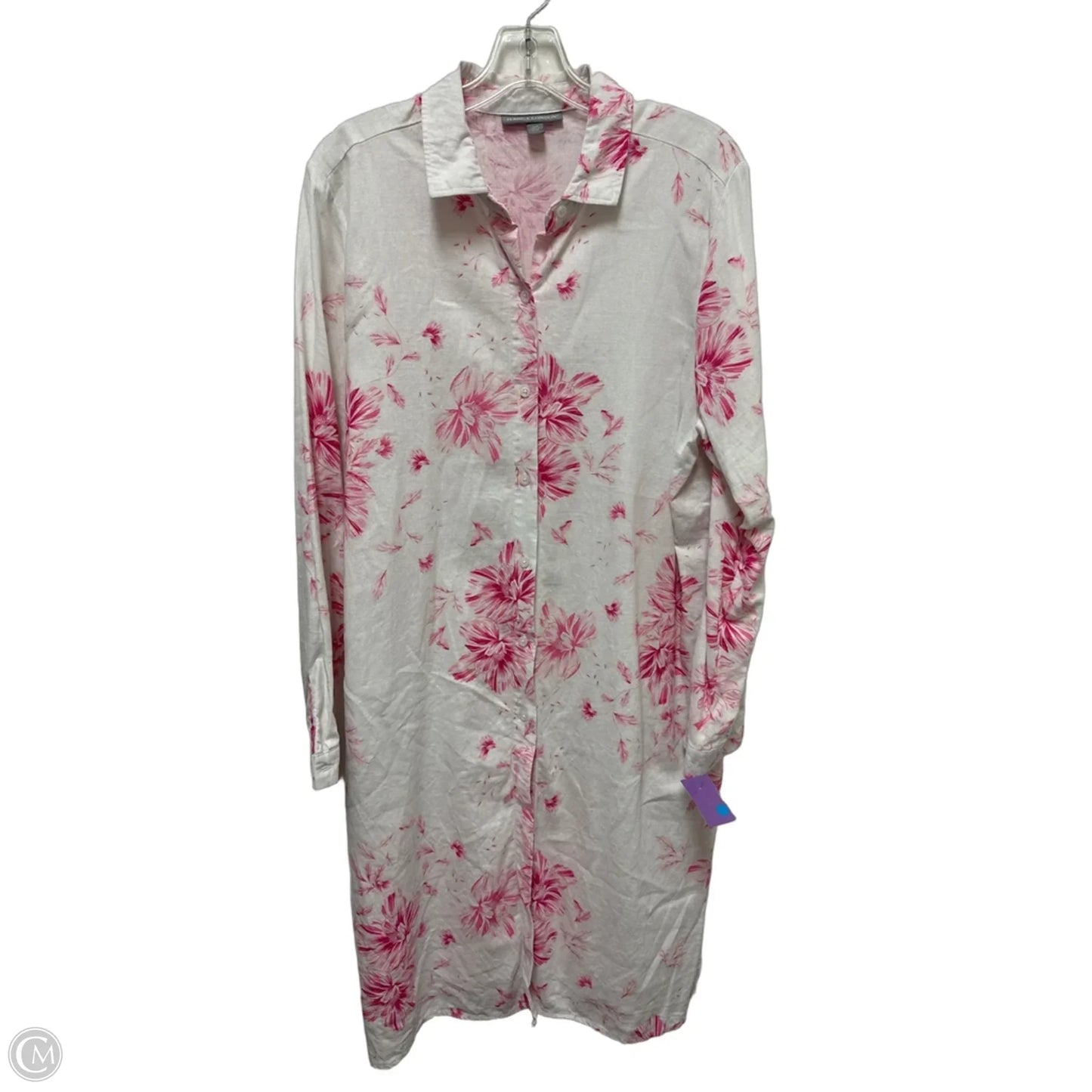 Dress Casual Midi By Jessica London In Cream & Pink, Size: 2x