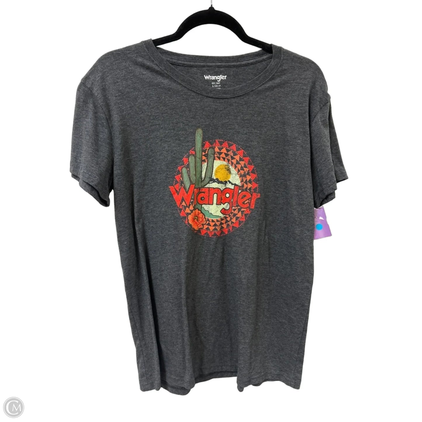 Top Short Sleeve By Wrangler In Grey, Size: S