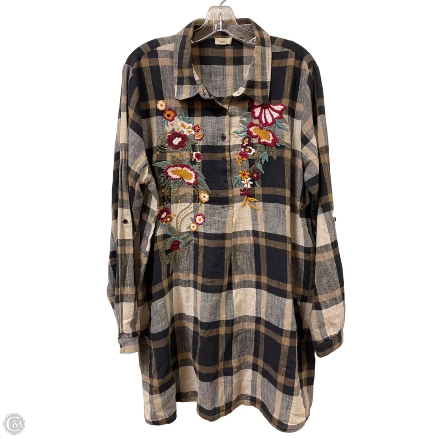 Tunic Long Sleeve By Clothes Mentor In Brown, Size: Xl