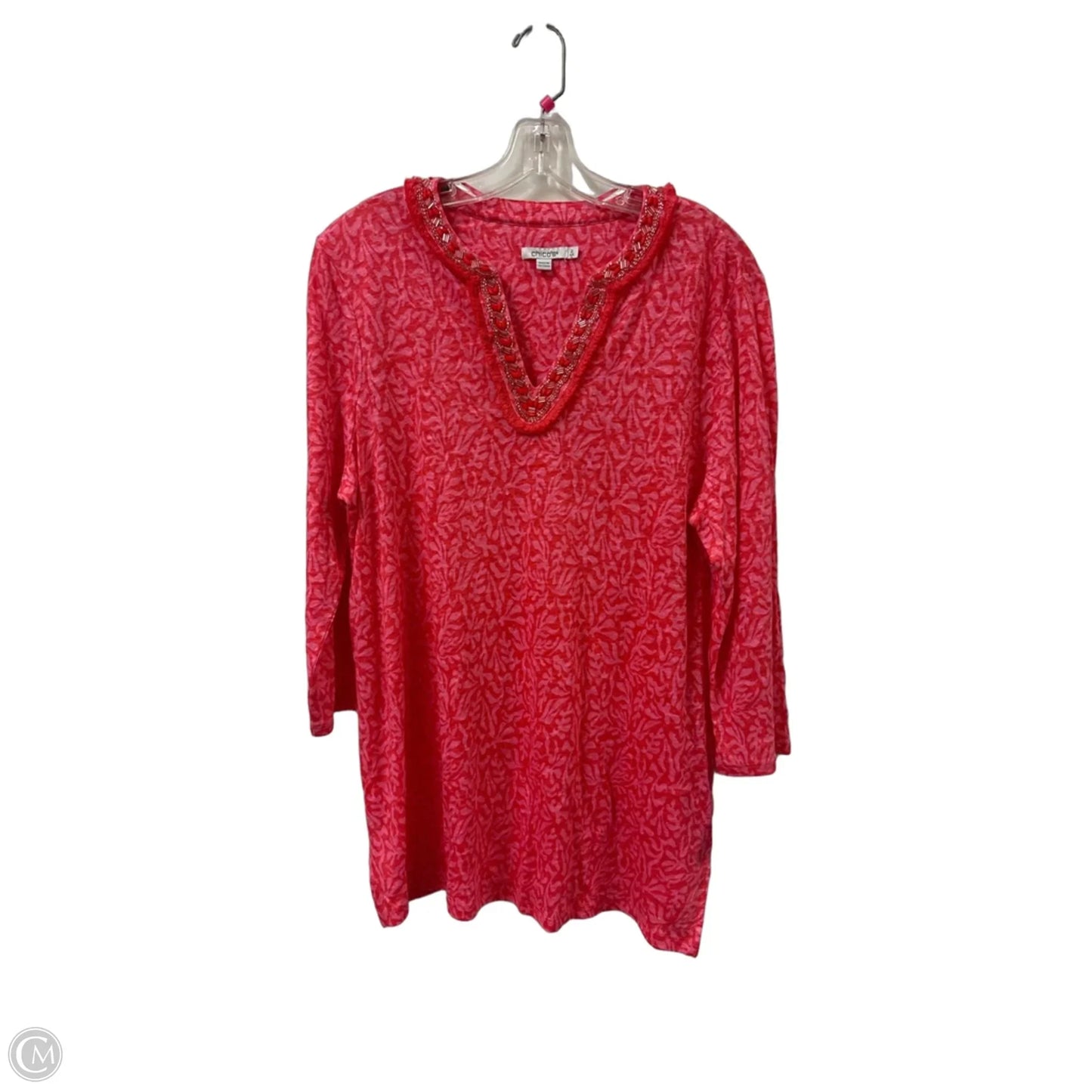 Top Long Sleeve By Chicos In Pink & Red, Size: L