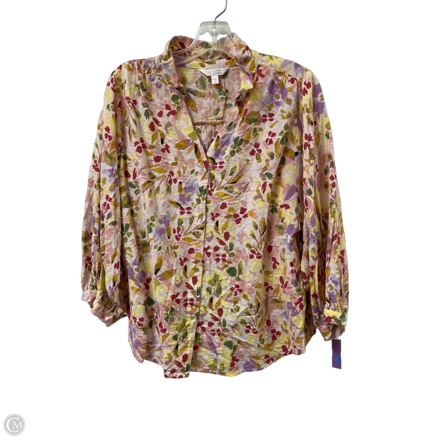 Blouse Long Sleeve By Lc Lauren Conrad In Pink, Size: 2x