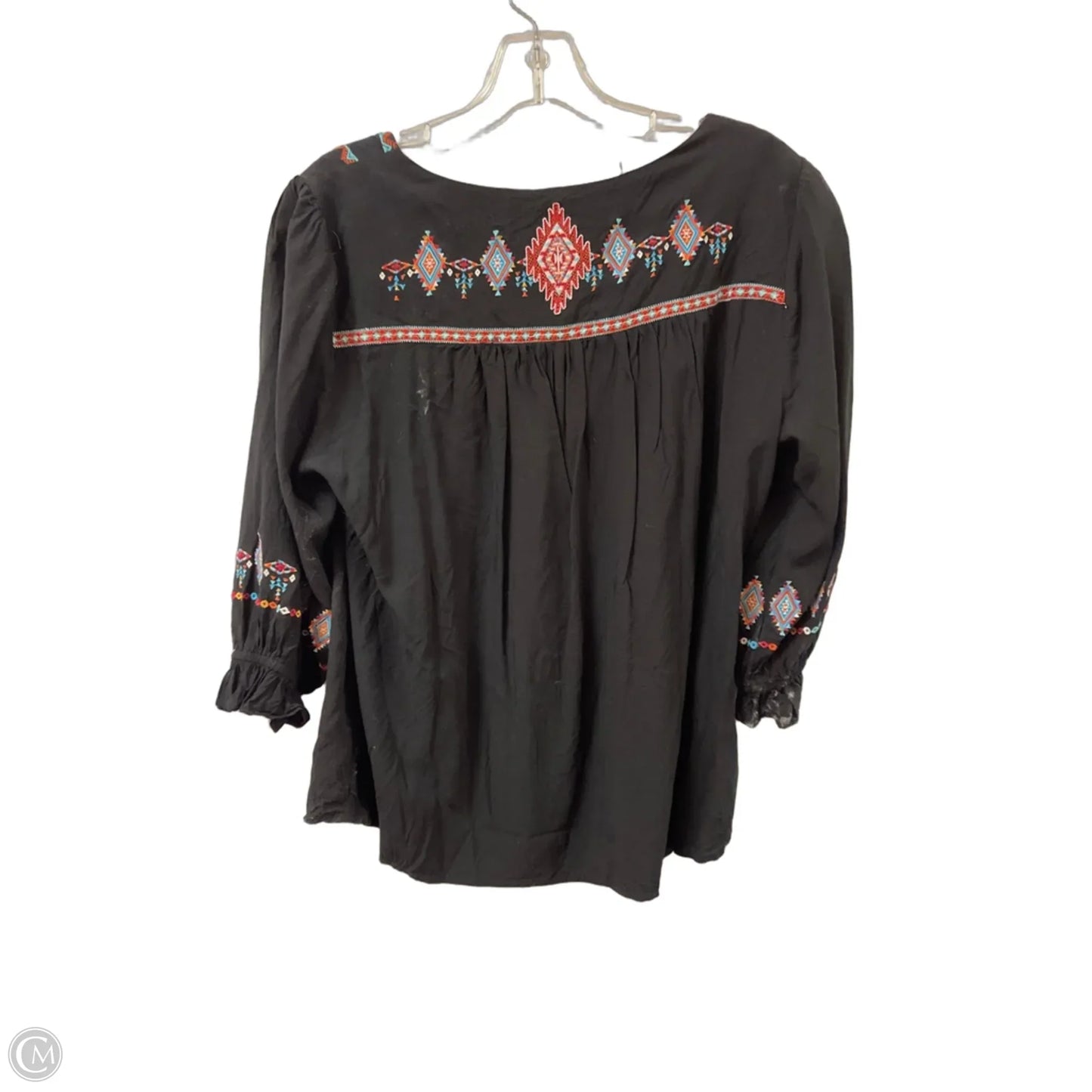 Top Long Sleeve By Savanna Jane In Black, Size: L
