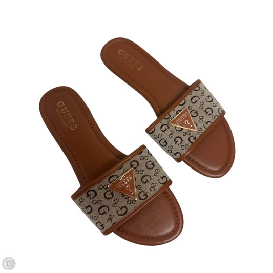 Sandals Flats By Guess In Brown, Size: 7