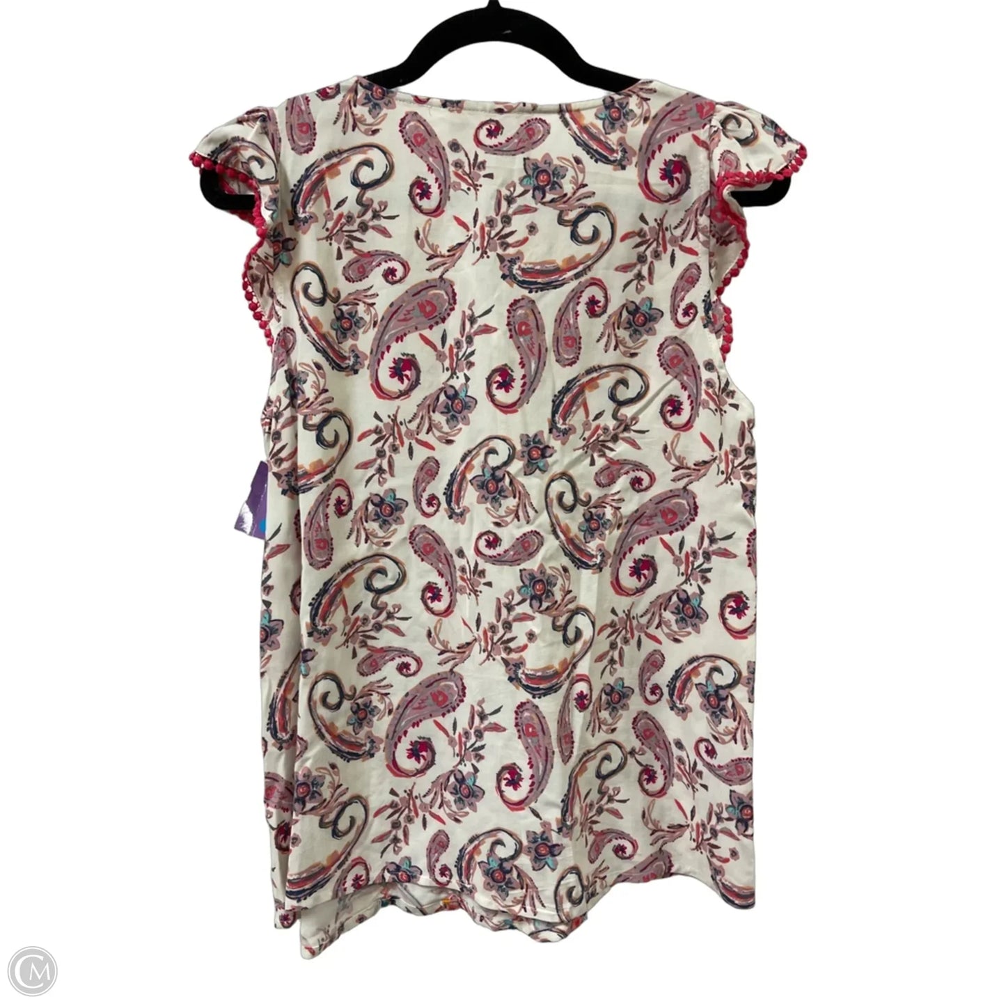 Top Short Sleeve By Savanna Jane In Cream & Pink, Size: S
