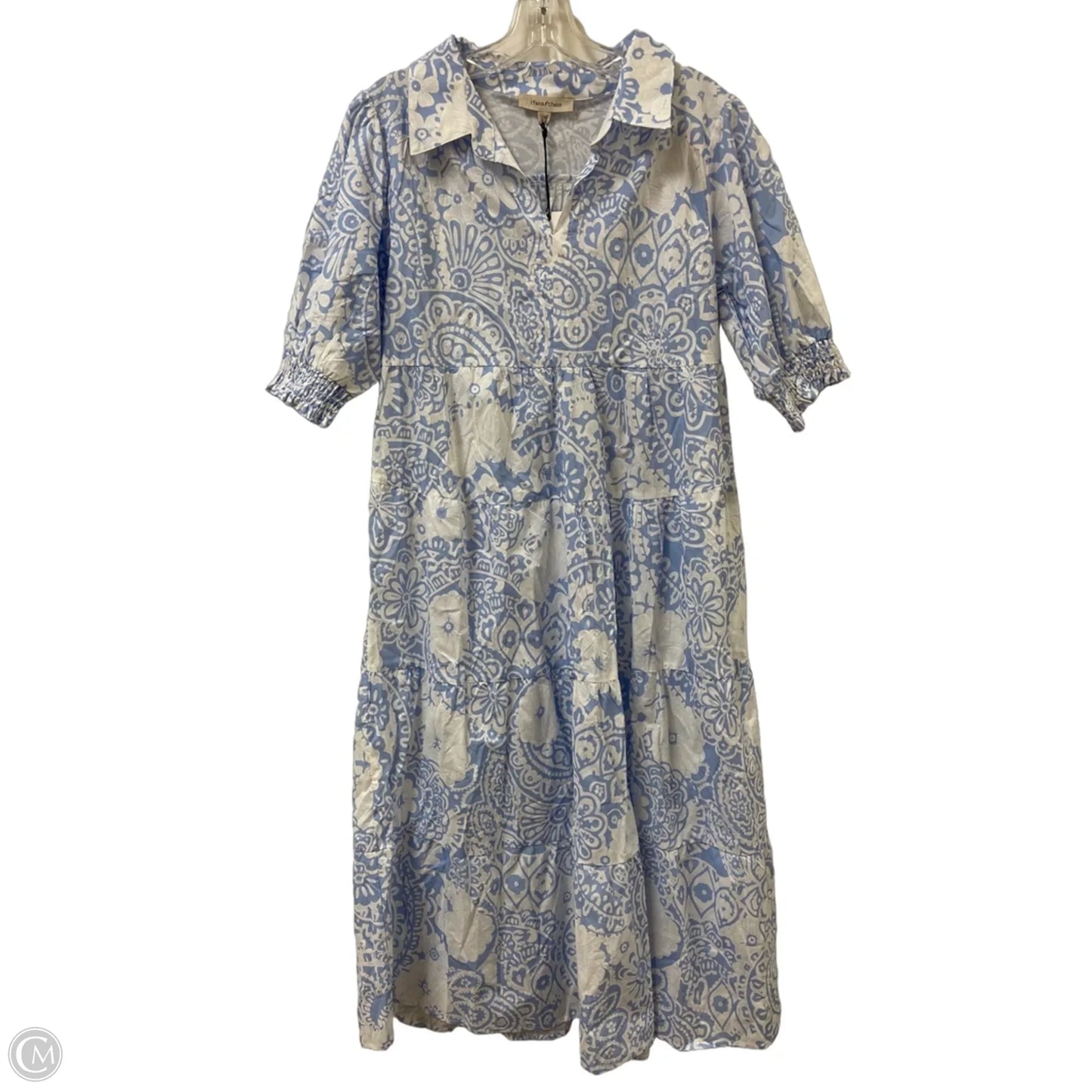 Dress Casual Maxi By Clothes Mentor In Blue & Cream, Size: M