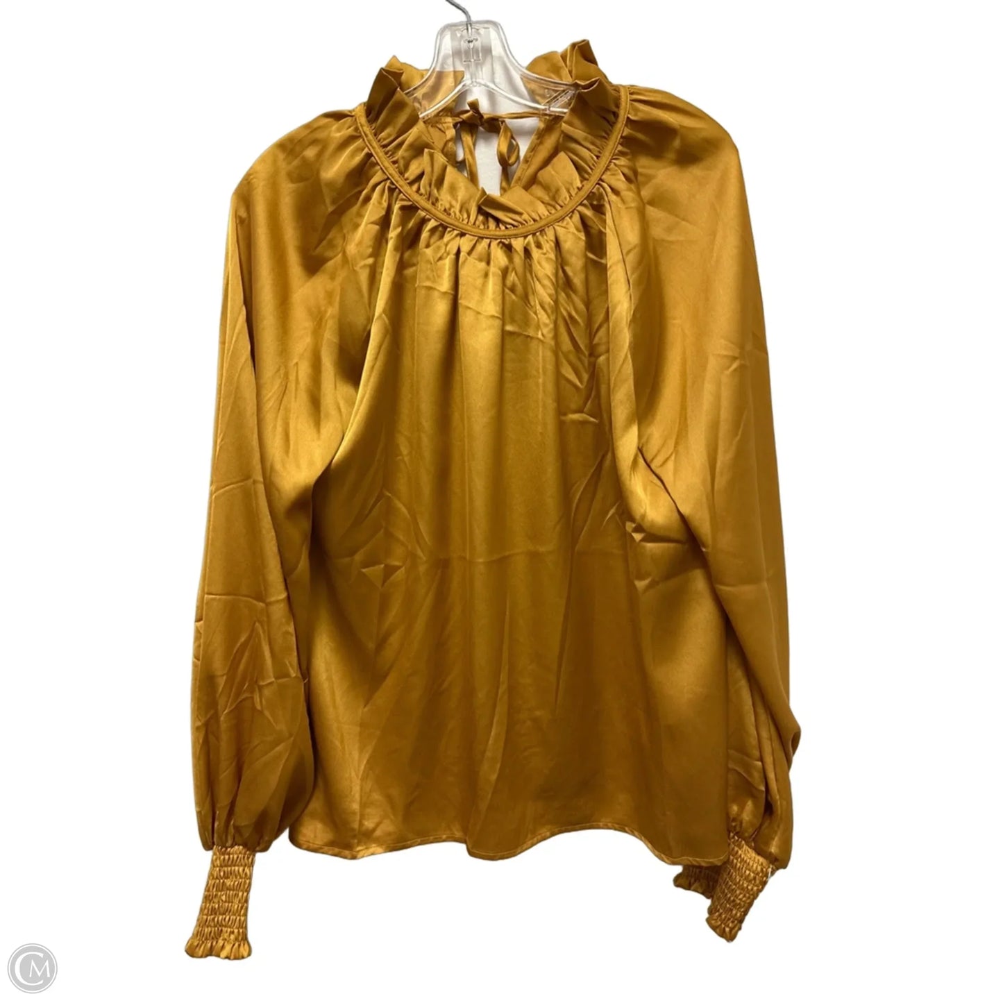 Top Long Sleeve By Glam In Yellow, Size: L