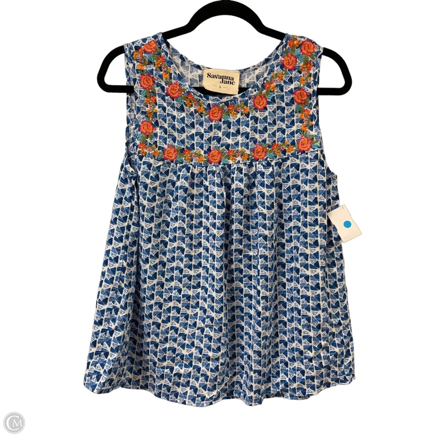 Top Sleeveless By Savanna Jane In Blue, Size: L