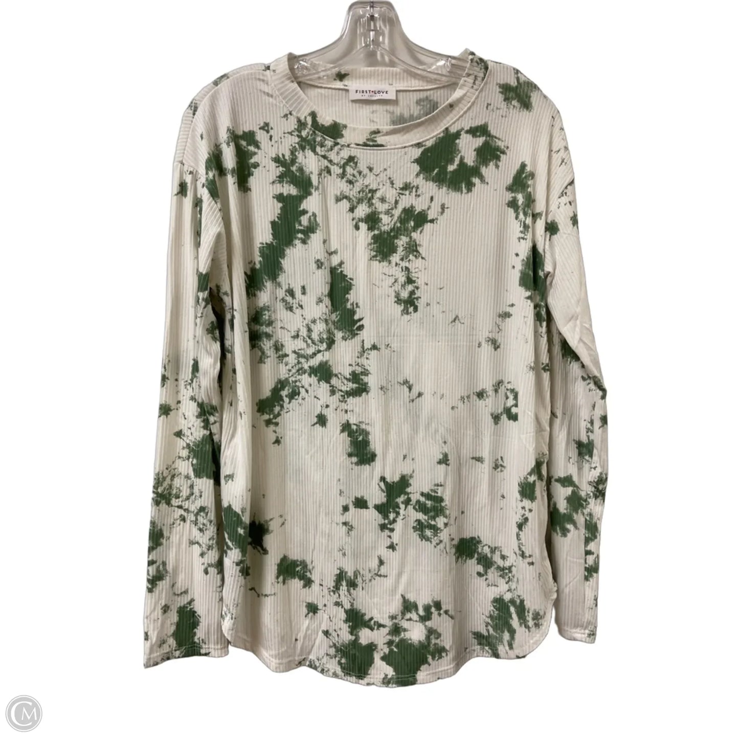 Top Long Sleeve Basic By First Love In Green & White, Size: L