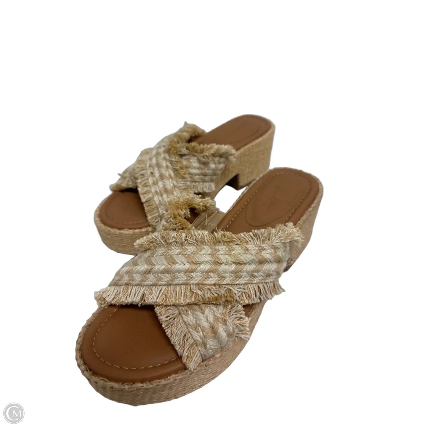 Sandals Heels Block By Universal Thread In Tan, Size: 9.5
