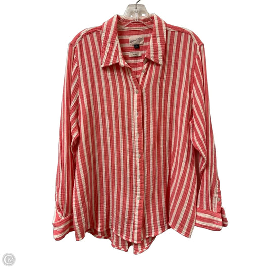 Top Long Sleeve By Universal Thread In Cream & Red, Size: L