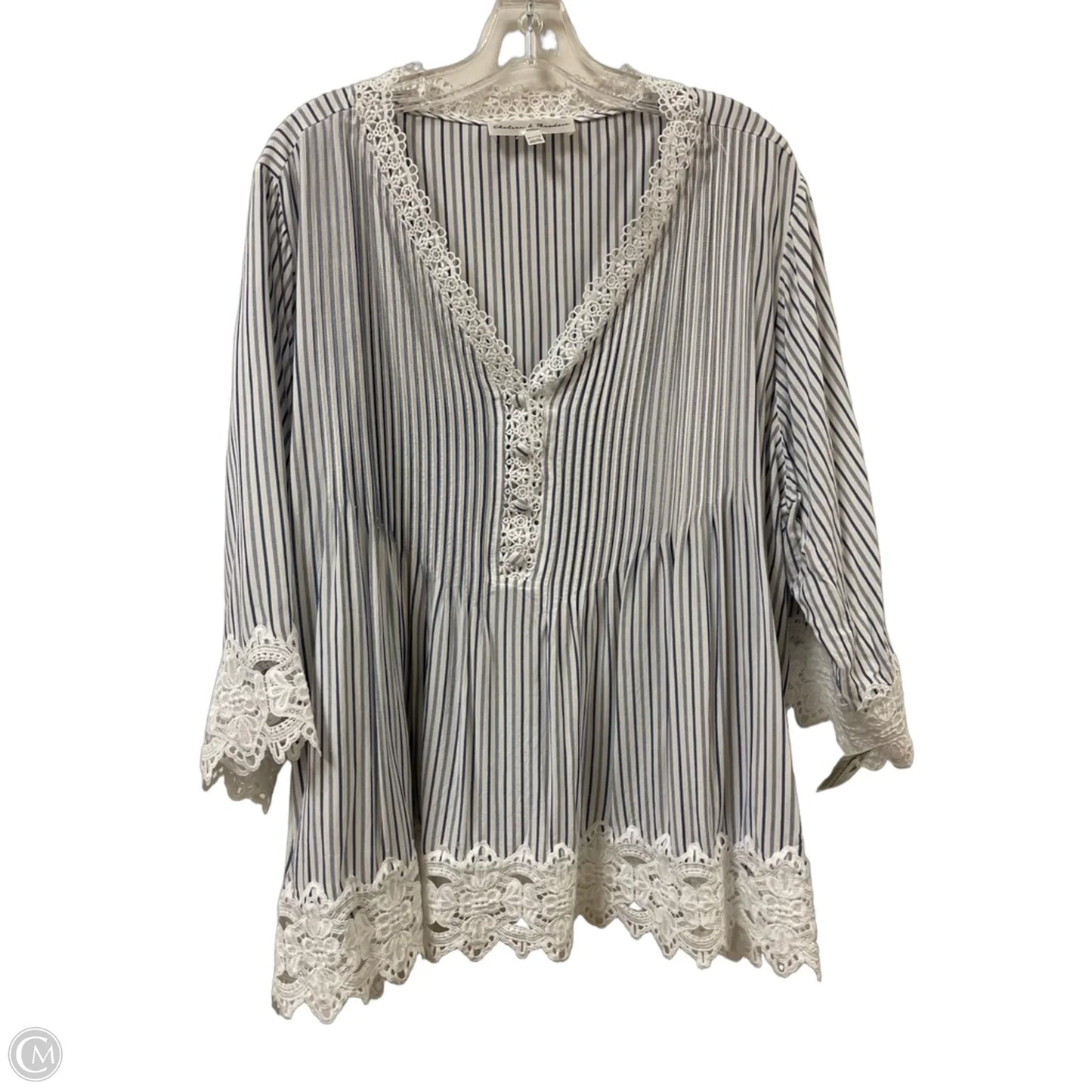 Top Long Sleeve By Chelsea And Theodore In Striped Pattern, Size: 3x