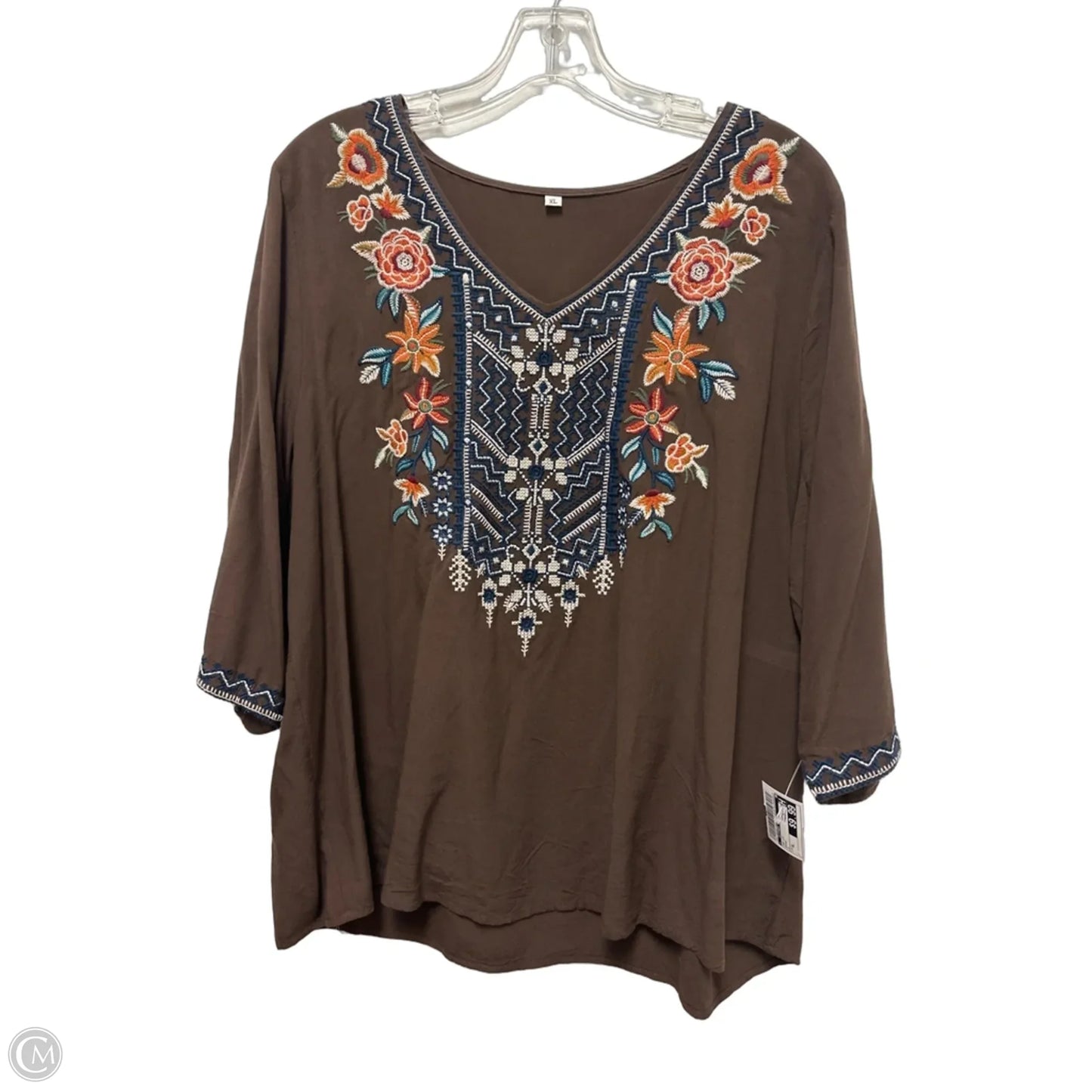 Top Long Sleeve By Clothes Mentor In Brown, Size: Xl