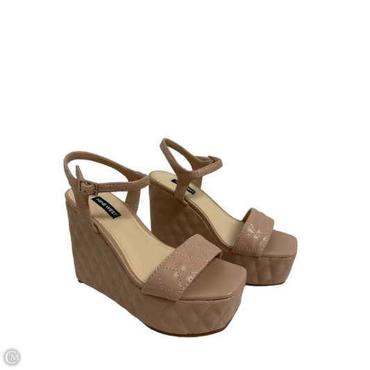 Sandals Heels Wedge By Nine West In Tan, Size: 6.5
